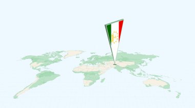 Tacikistan Küresel Haritada, Tacikistan 'ın 3 Boyutlu Bayrak Konumu İğnesiyle Vurgulandı.