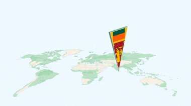 Sri Lanka 'nın 3D Bayrak Konumu Pin ile Küresel Haritada Vurgulanmış Sri Lanka.