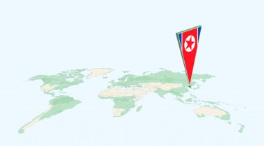 Kuzey Kore 'nin 3D Bayrak Konumu Pin ile Küresel Haritada Vurgulandı.