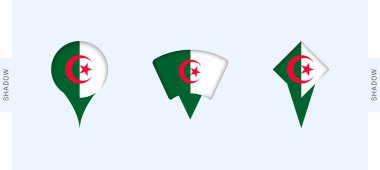 Cezayir Harita İşaretleri Ayarlandı. Cezayir, seyahat, coğrafya ve uluslararası temsille ilgili projeler için mükemmel..