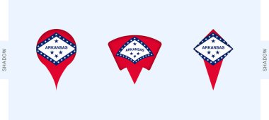 Arkansas Harita İşaretleyicileri. Arkansas, seyahat, coğrafya ve uluslararası temsil projeleri için mükemmel.