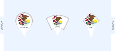 Illinois Harita İşaretleyicileri. Illinois, seyahat, coğrafya ve uluslararası temsil projeleri için mükemmel.
