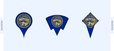 Nebraska Harita İşaretleyicileri Ayarlandı. Nebraska, seyahat, coğrafya ve uluslararası temsille ilgili projeler için mükemmel.