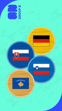 Avrupa futbol elemeleri Grubu B Bayrakları Dairesel Biçimli