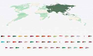 Grunge Fırça Vuruşu Asya Bayrakları Koleksiyonu.
