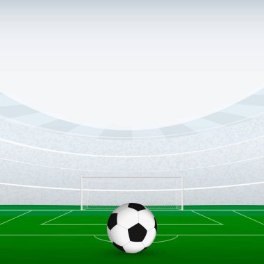 Klasik Top Tasarımı ile futbol stadyumu, Square Illustration. Modern bir stadyumdaki bir futbol sahasının basit ve zarif bir örneği.