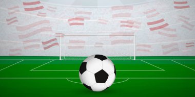 Ulusal Bayraklı, Spor Etkinliği İllüstrasyonlu Avusturya Futbol Arenası.