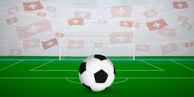 Ulusal Bayraklı, Spor Etkinliği İllüstrasyonlu İsviçre Futbol Arenası.