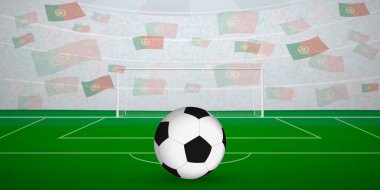 Portekiz Futbol Arenası Ulusal Bayrak, Spor Etkinliği İllüstrasyonlu Hayranlarla dolu.