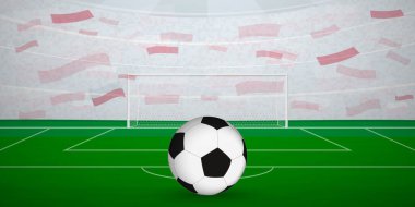 Ulusal Bayraklı, Spor Etkinliği İllüstrasyonlu Polonya Futbol Arenası.