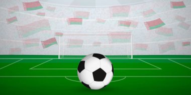 Belarus Futbol Arenası Ulusal Bayraklı, Spor Etkinliği İllüstrasyonlu Hayranlarla dolu.