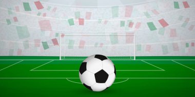 Ulusal Bayraklı, Spor Etkinliği İllüstrasyonlu İtalyan Futbol Arenası.