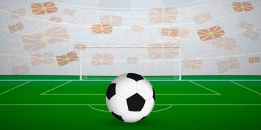 Makedonya Futbol Arenası Ulusal Bayrak ve Spor Etkinliği İllüstrasyonlu Hayranlarla Dolu.