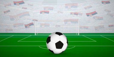 Sırbistan Futbol Arenası Ulusal Bayrak ve Spor Etkinliği İllüstrasyonlu Hayranlarla dolu.