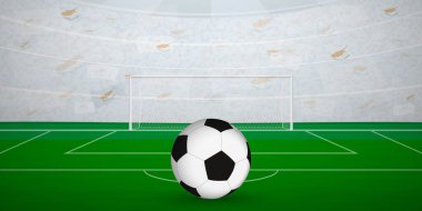 Ulusal Bayrak ve Spor Etkinliği İllüstrasyonu Taraftarlarıyla dolu Kıbrıs Futbol Arenası.