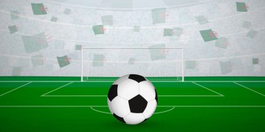 Ulusal Bayraklı, Spor Etkinliği İllüstrasyonu Hayranlarıyla dolu Cezayir Futbol Arenası.