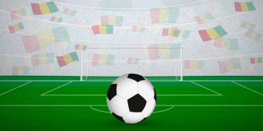 Ulusal Bayraklı, Spor Etkinliği İllüstrasyonlu Gine Futbol Sahası.