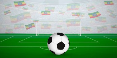 Etiyopya Futbol Arenası Ulusal Bayraklı, Spor Etkinliği İllüstrasyonlu Hayranlarla dolu.