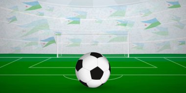 Cibuti Futbol Arenası Ulusal Bayraklı, Spor Resimli Hayranlarla dolu.