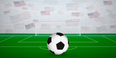 Ulusal Bayraklı, Spor Etkinliği İllüstrasyonlu Amerikan Futbol Arenası.