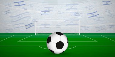 Ulusal Bayrak ve Spor Etkinliği İllüstrasyonuyla dolu İsrail Futbol Arenası.