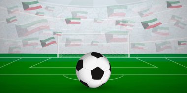Ulusal Bayraklı, Spor Etkinliği İllüstrasyonlu Kuveyt Futbol Arenası.