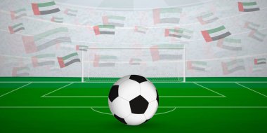 Emirati Futbol Arenası Ulusal Bayraklı, Spor Etkinliği İllüstrasyonlu Hayranlarla dolu.
