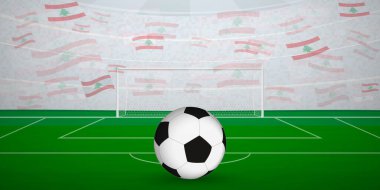 Ulusal Bayraklı, Spor Etkinliği İllüstrasyonlu Lübnan Futbol Arenası.