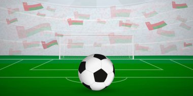 Ulusal Bayraklı, Spor Etkinliği İllüstrasyonlu Omani Futbol Arenası.