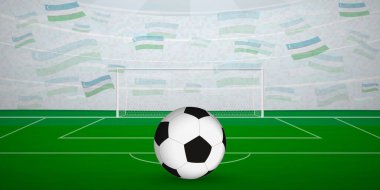 Özbek Futbol Arenası Ulusal Bayrak, Spor Etkinliği İllüstrasyonlu Hayranlarla dolu.