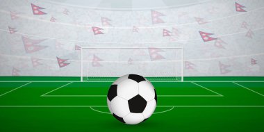 Ulusal Bayraklı, Spor Etkinliği İllüstrasyonlu Nepalli Futbol Arenası.