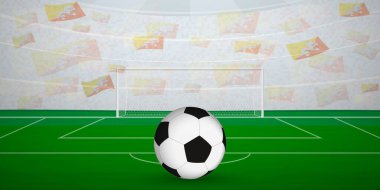 Bhutanese Futbol Arenası Ulusal Bayraklı, Spor Etkinliği İllüstrasyonlu Hayranlarla dolu.