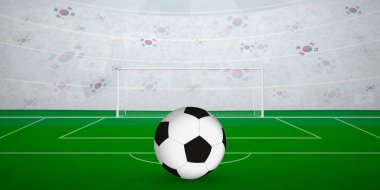 Ulusal Bayraklı, Spor Etkinliği İllüstrasyonlu Güney Kore Futbol Arenası.