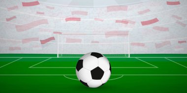 Ulusal Bayraklı, Spor Etkinliği İllüstrasyonlu Endonezya Futbol Arenası.