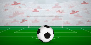 Ulusal Bayrak, Spor Etkinliği İllüstrasyonlu Hayranlarla dolu Gibraltarian Futbol Arenası.