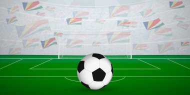 Seychellois Ulusal Bayraklı, Spor Etkinliği İllüstrasyonlu Hayranlarla dolu Futbol Arenası.