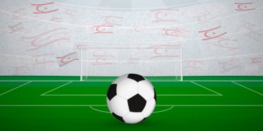 Kuzey Kıbrıs Futbol Arenası Ulusal Bayraklı, Spor Etkinliği İllüstrasyonlu Hayranlarla dolu.