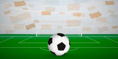 Ulusal Bayraklı, Spor Etkinliği İllüstrasyonlu Katalan Futbol Arenası.