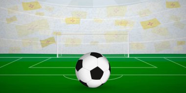 Ulusal Bayraklı, Spor Etkinliği İllüstrasyonlu Yeni Meksika Futbol Arenası.