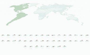 Capital Cities ile Eğri Kağıt Tarzı Amerika Haritaları. Amerika Haritaları Vektör Koleksiyonu