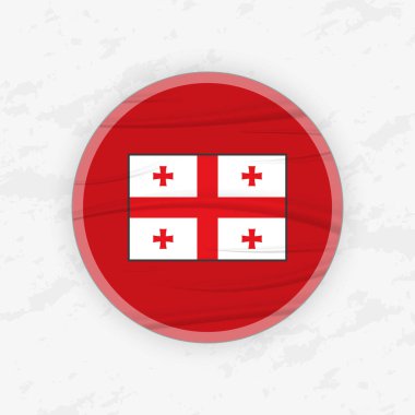 Dairesel Amblem Tasarımı İçin Gürcistan Bayrağı, Soyut Yuvarlak Yapıştırma İllüstrasyonu.