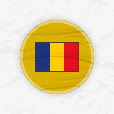Dairesel Amblem Tasarımı, Soyut Yuvarlak Yapıştırma İllüstrasyonunda Romanya Bayrağı.