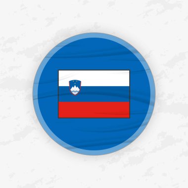 Dairesel Amblem Tasarımı İçinde Slovenya Bayrağı, Soyut Yuvarlak Yapıştırma İllüstrasyonu.
