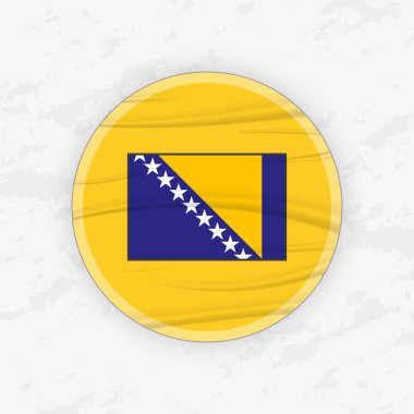 Dairesel Amblem Tasarımı, Soyut Yuvarlak Yapıştırma İllüstrasyonunda Bosna Bayrağı.