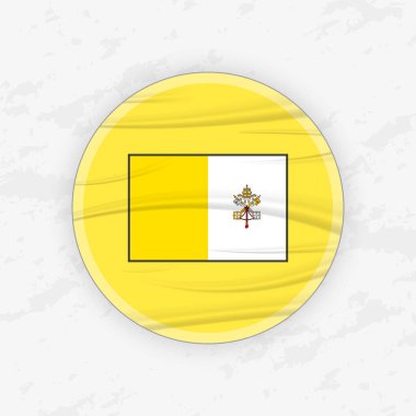 Dairesel Amblem Tasarımı İçinde Vatikan Bayrağı, Soyut Yuvarlak Yapıştırma İllüstrasyonu.