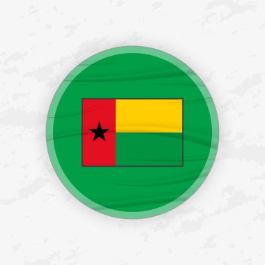 Dairesel Amblem Tasarımlı Bissau-Gine Bayrağı, Soyut Yuvarlak Çizim.