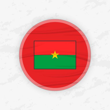Dairesel Amblem Tasarımlı Burkinabe Bayrağı, Soyut Yuvarlak Yapıştırmalı Çizim.