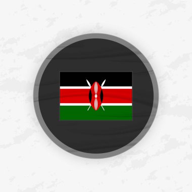 Dairesel Amblem Tasarımı Kenya Bayrağı, Soyut Yuvarlak Yapıştırma İllüstrasyonu.