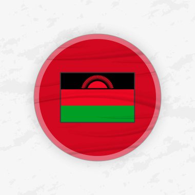 Dairesel Amblem Tasarımlı Malavi Bayrağı, Soyut Yuvarlak Yapıştırmalı Çizim.