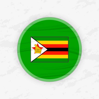Dairesel Amblem Tasarımlı Zimbabwe Bayrağı, Soyut Yuvarlak Yapıştırmalı Çizim.